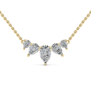 1.0CT Pear Cut Moissanite Five Stone Diamond Necklace For Her