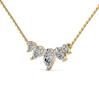 1.0CT Pear Cut Moissanite Five Stone Diamond Necklace For Her