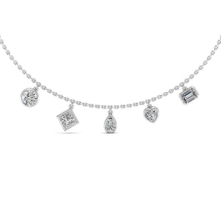 3.4TCW Bezel Set Five Stone Diamond Moissanite Necklace For Women