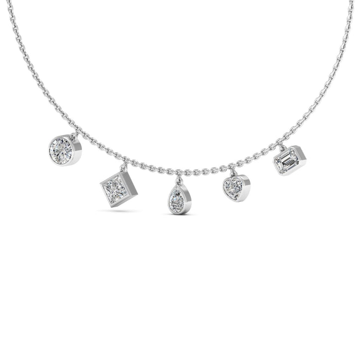 3.4TCW Bezel Set Five Stone Diamond Moissanite Necklace For Women