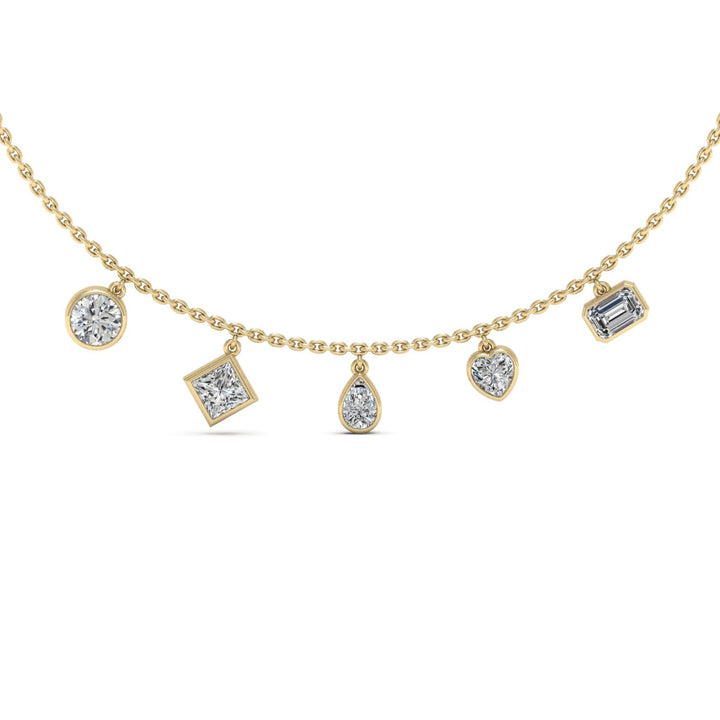 3.4TCW Bezel Set Five Stone Diamond Moissanite Necklace For Women