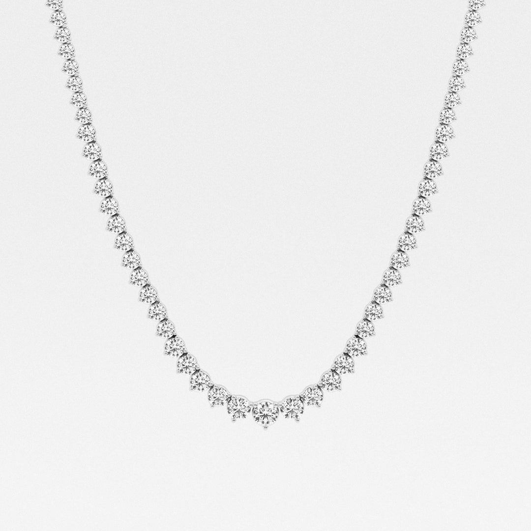 Round Cut Moissanite Diamond Tennis Necklace For Women