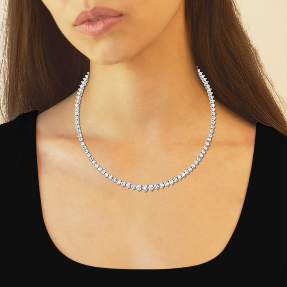 Round Cut Moissanite Diamond Tennis Necklace For Women