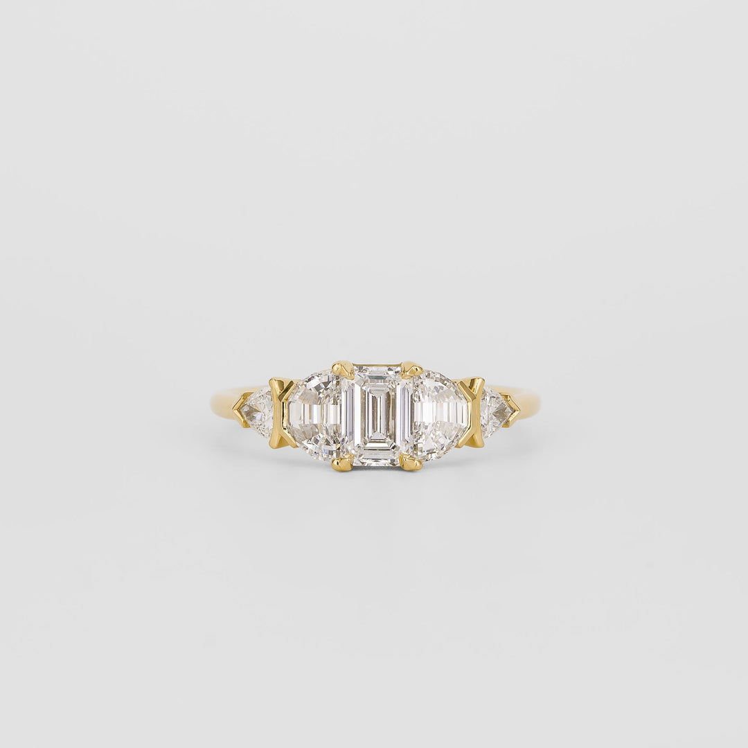 0.50CT-1.50CT Emerald Cut Lab Grown Five Stone Engagement Ring