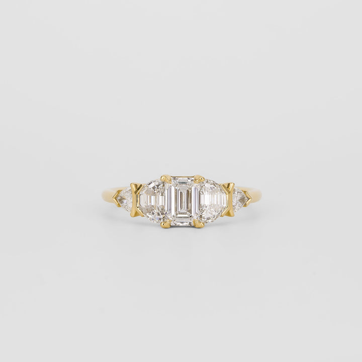 0.50CT-1.50CT Emerald Cut Lab Grown Five Stone Engagement Ring