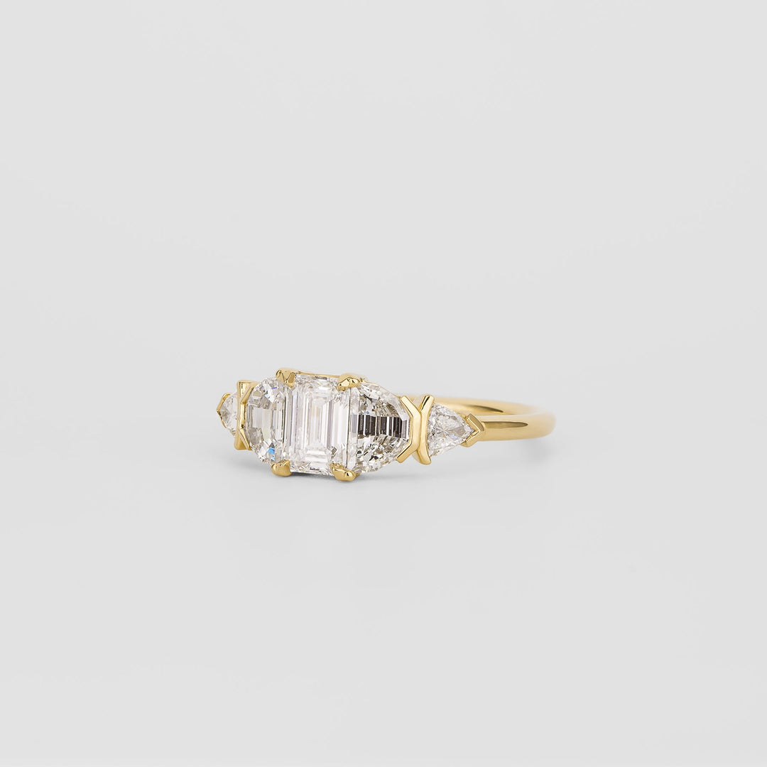 0.50CT-1.50CT Emerald Cut Lab Grown Five Stone Engagement Ring