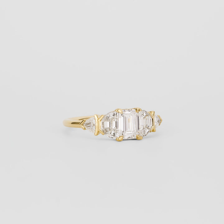0.50CT-1.50CT Emerald Cut Lab Grown Five Stone Engagement Ring