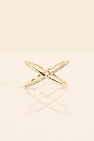 Criss Cross Moissanite Diamond Wedding Band in 14K Gold