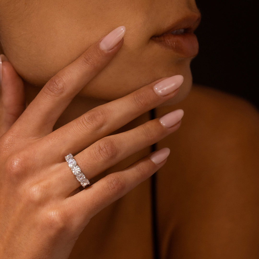 Asscher FG-VS1 Lab Grown Diamond Five Stone Wedding Band