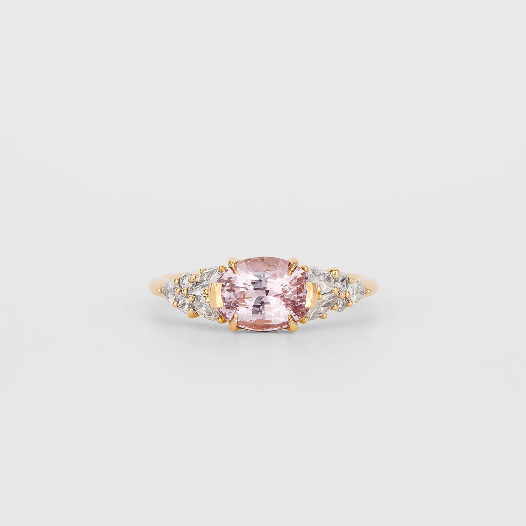 1.0CT-2.0CT Light Pink Oval Cut Lab Grown Diamond Cluster Engagement Ring