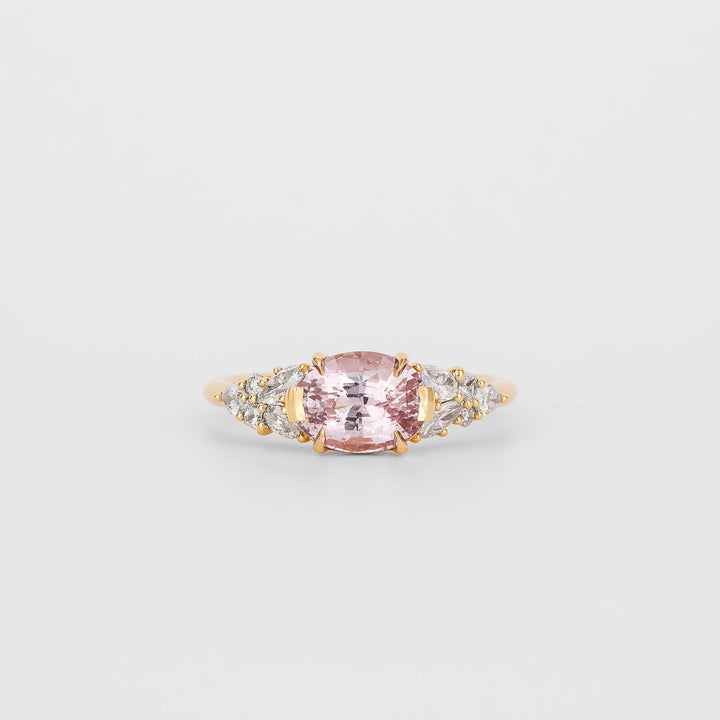 1.0CT-2.0CT Light Pink Oval Cut Lab Grown Diamond Cluster Engagement Ring
