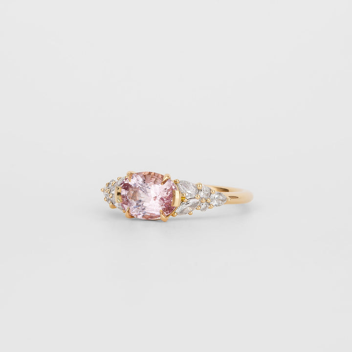 1.0CT-2.0CT Light Pink Oval Cut Lab Grown Diamond Cluster Engagement Ring