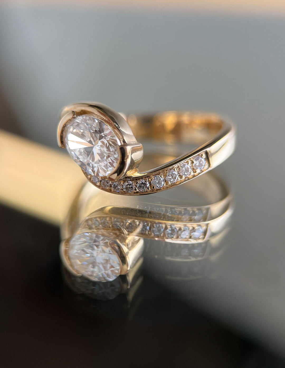 Custom East-West engagement rings, East-West diamond ring near me, East-West rings with financing, East-West moissanite engagement ring, East-West ring in 14K gold, 