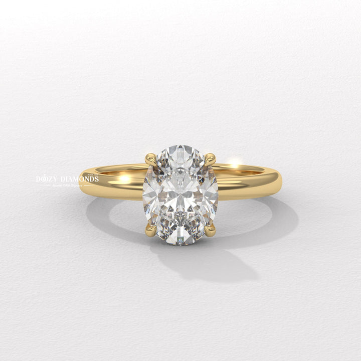 Oval lab grown diamond ring yellow gold
Hidden halo oval engagement ring
Oval cut engagement ring yellow gold