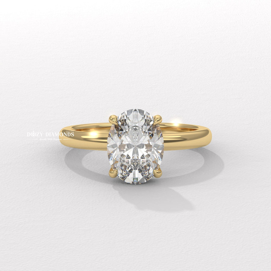 Oval lab grown diamond ring yellow gold
Hidden halo oval engagement ring
Oval cut engagement ring yellow gold