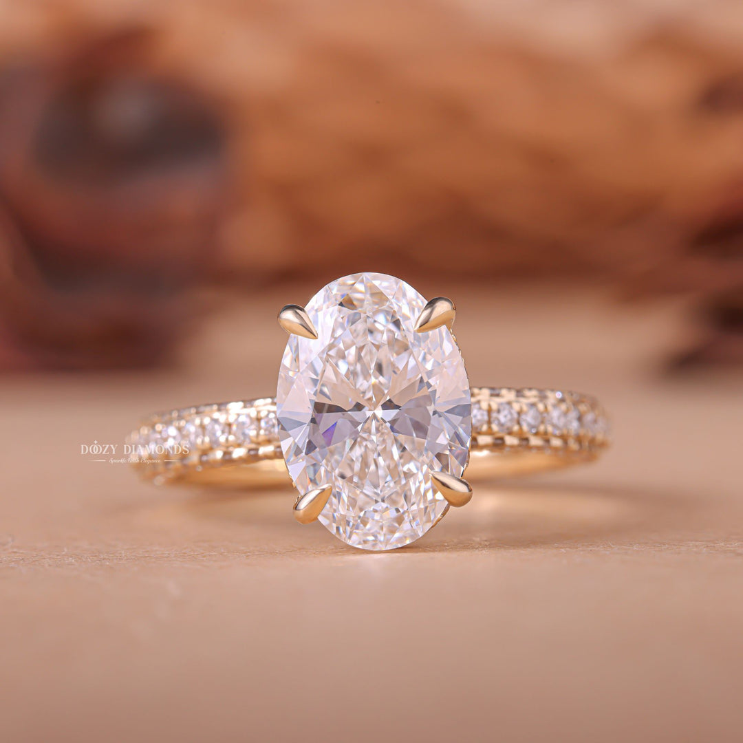 Oval engraved engagement ring, Oval halo diamond engagement ring, Oval solitaire diamond engagement ring, Oval unique diamond engagement ring,
