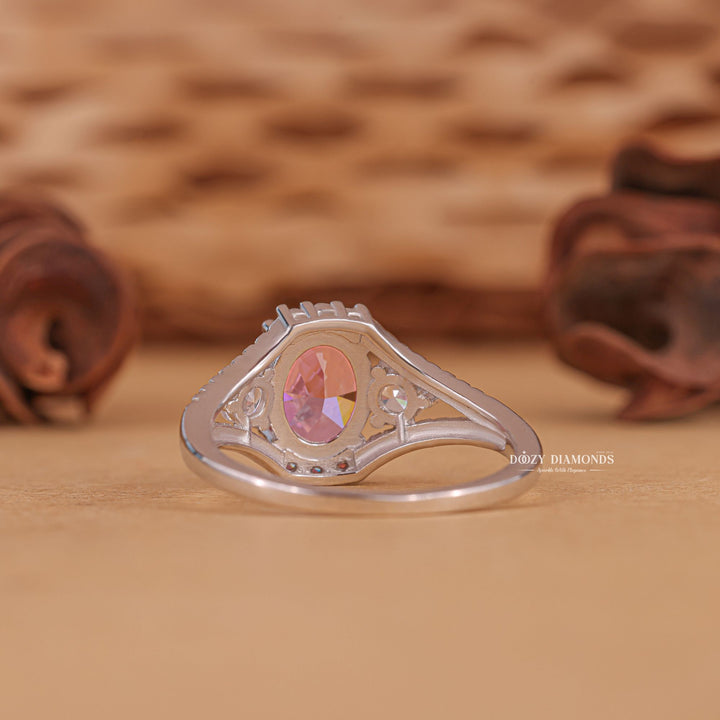 Oval handcrafted diamond engagement ring, Oval certified diamond engagement ring,