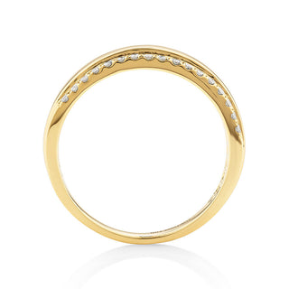 3.5mm Two Row Moissanite Wedding Band In Yellow Gold