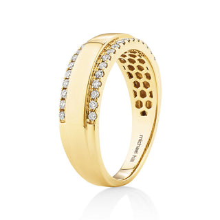 3.5mm Two Row Moissanite Wedding Band In Yellow Gold