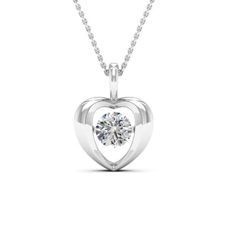 1.0TCW Round Cut Dancing Moissanite Heart Shape Diamond Necklace For Women