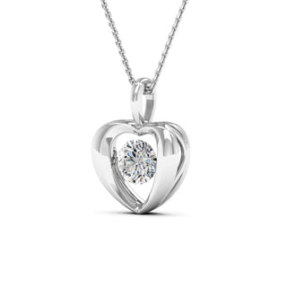 1.0TCW Round Cut Dancing Moissanite Heart Shape Diamond Necklace For Women