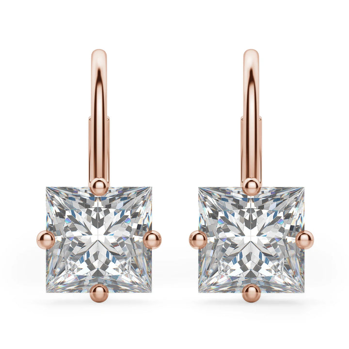 Princess Cut Moissanite Diamond Solitaire Drop Earrings