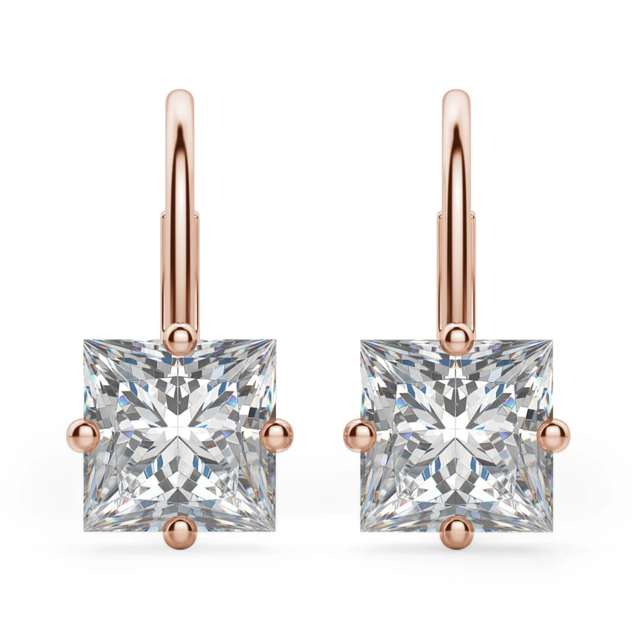 Princess Cut Moissanite Diamond Solitaire Drop Earrings