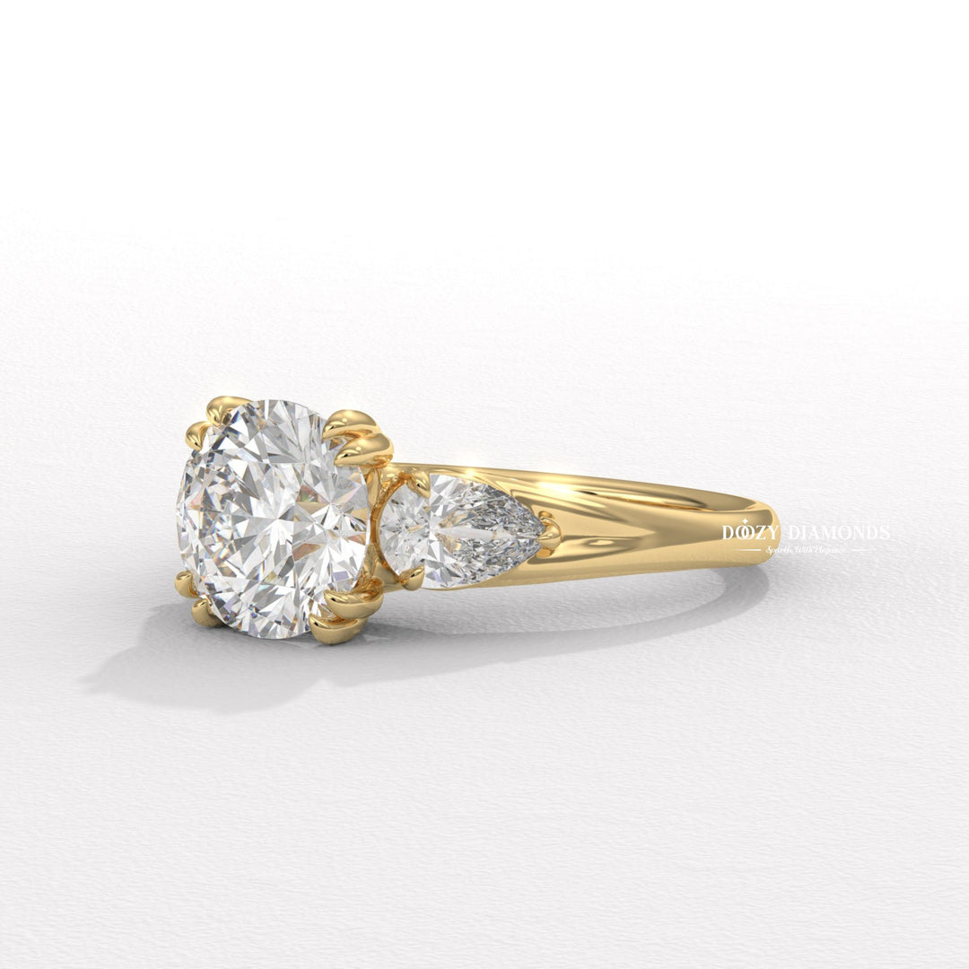Ethical lab diamond ring
IGI Certified lab diamond ring
Round brilliant cut engagement ring
Past present future ring 