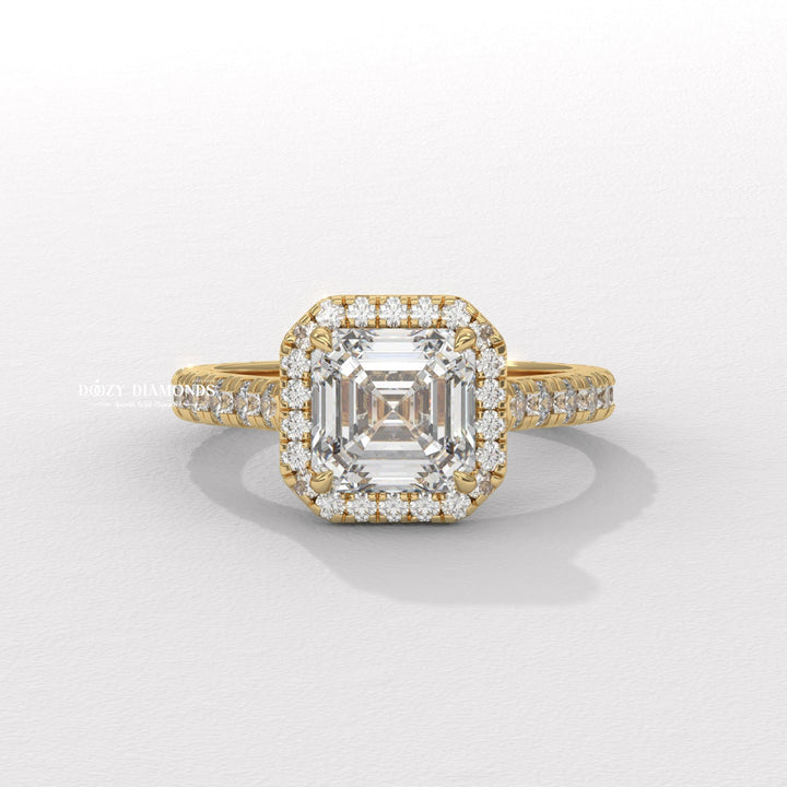 Asscher diamond ring
Asscher engagement ring
Halo engagement ring
Pave engagement ring