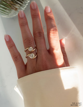 1.0CT-2.0CT Pear Cut Lab Grown Unique Diamond Engagement Ring