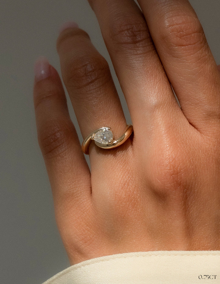 1.0CT-2.0CT Pear Cut Lab Grown Unique Diamond Engagement Ring