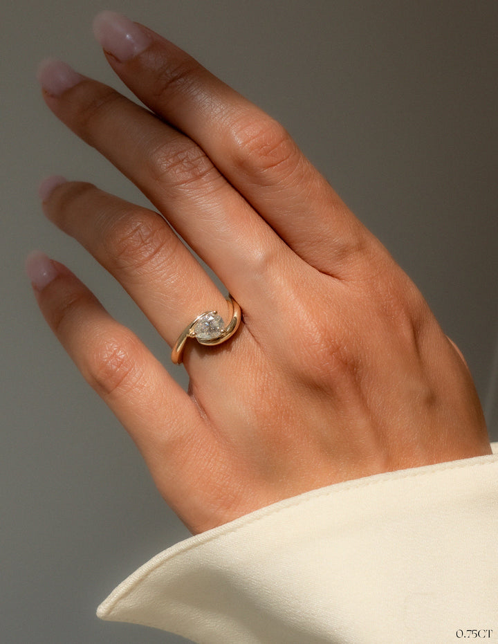 1.0CT-2.0CT Pear Cut Lab Grown Unique Diamond Engagement Ring