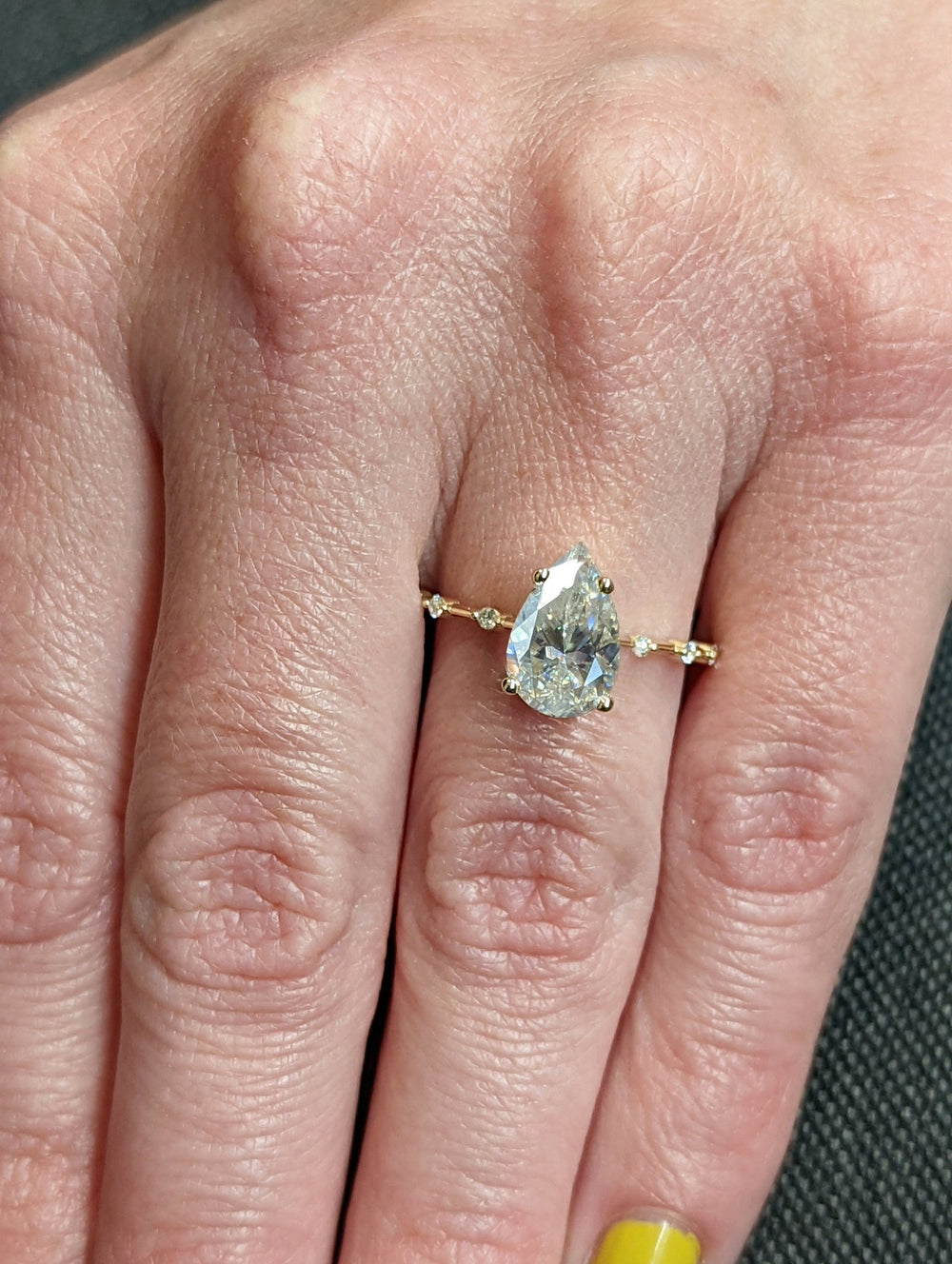 2.0CT Pear Lab Grown Diamond Petite Pave Engagement Ring For Women - Doozy Diamonds