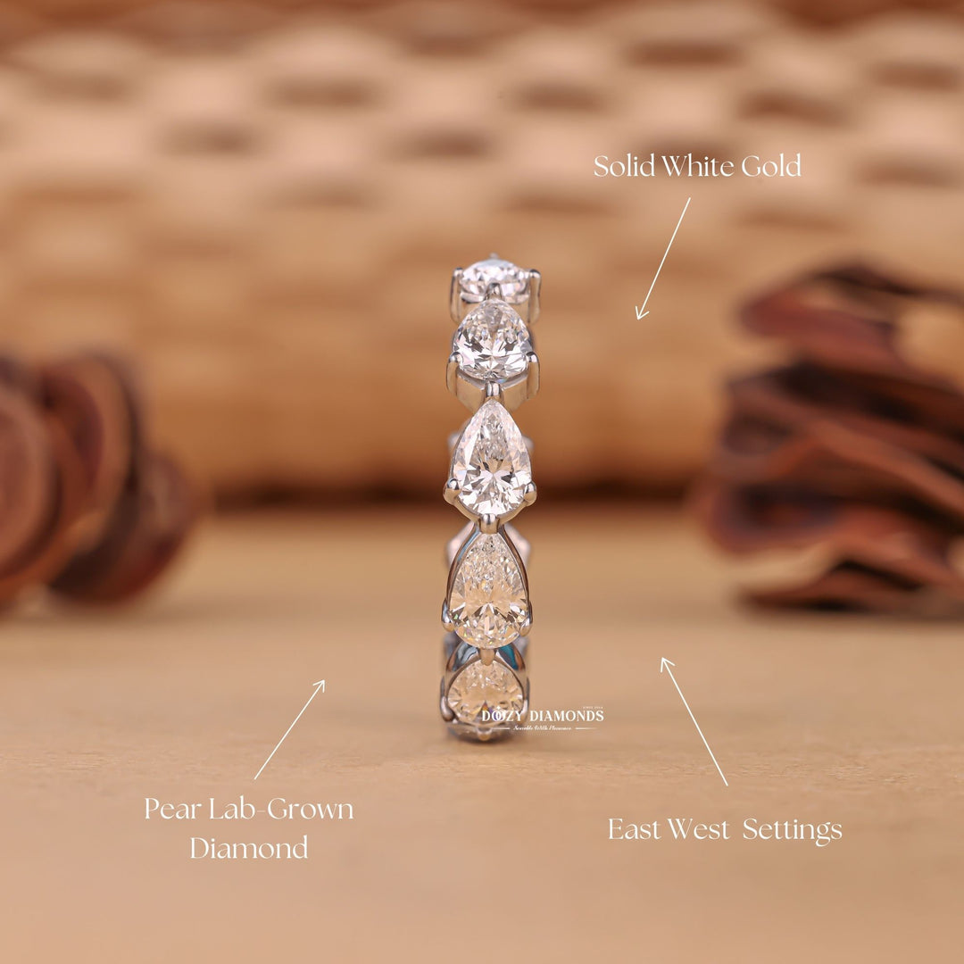Pear diamond band halo, Pear diamond band stackable, Pear diamond band milgrain, Pear diamond band filigree, Pear diamond band comfort fit, Pear diamond band knife edge,