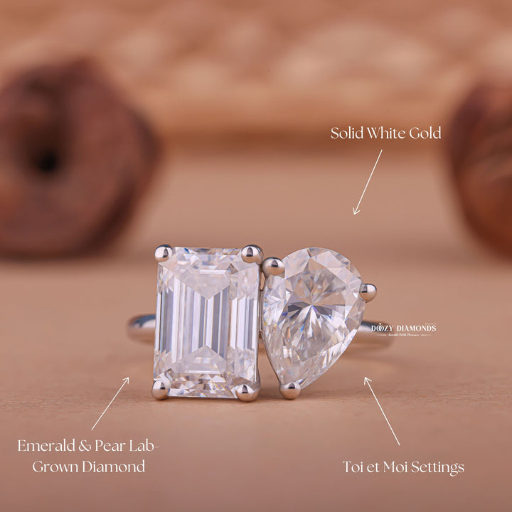 Platinum lab grown diamond engagement rings, Lab grown emerald cut diamond ring, Modern lab grown diamond ring designs.