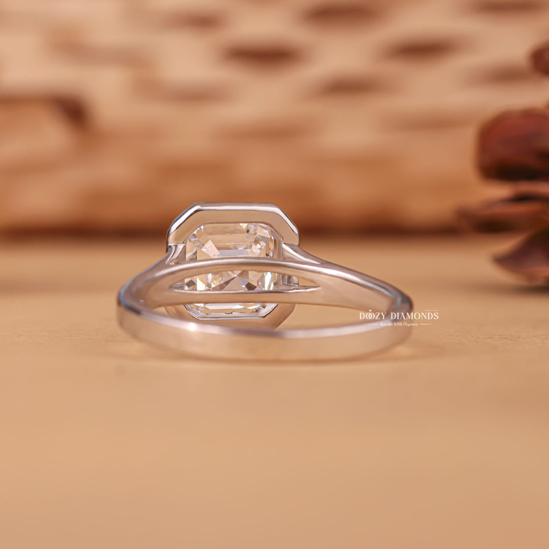 Platinum lab grown diamond engagement rings, Lab grown emerald cut diamond ring, Modern lab grown diamond ring designs.