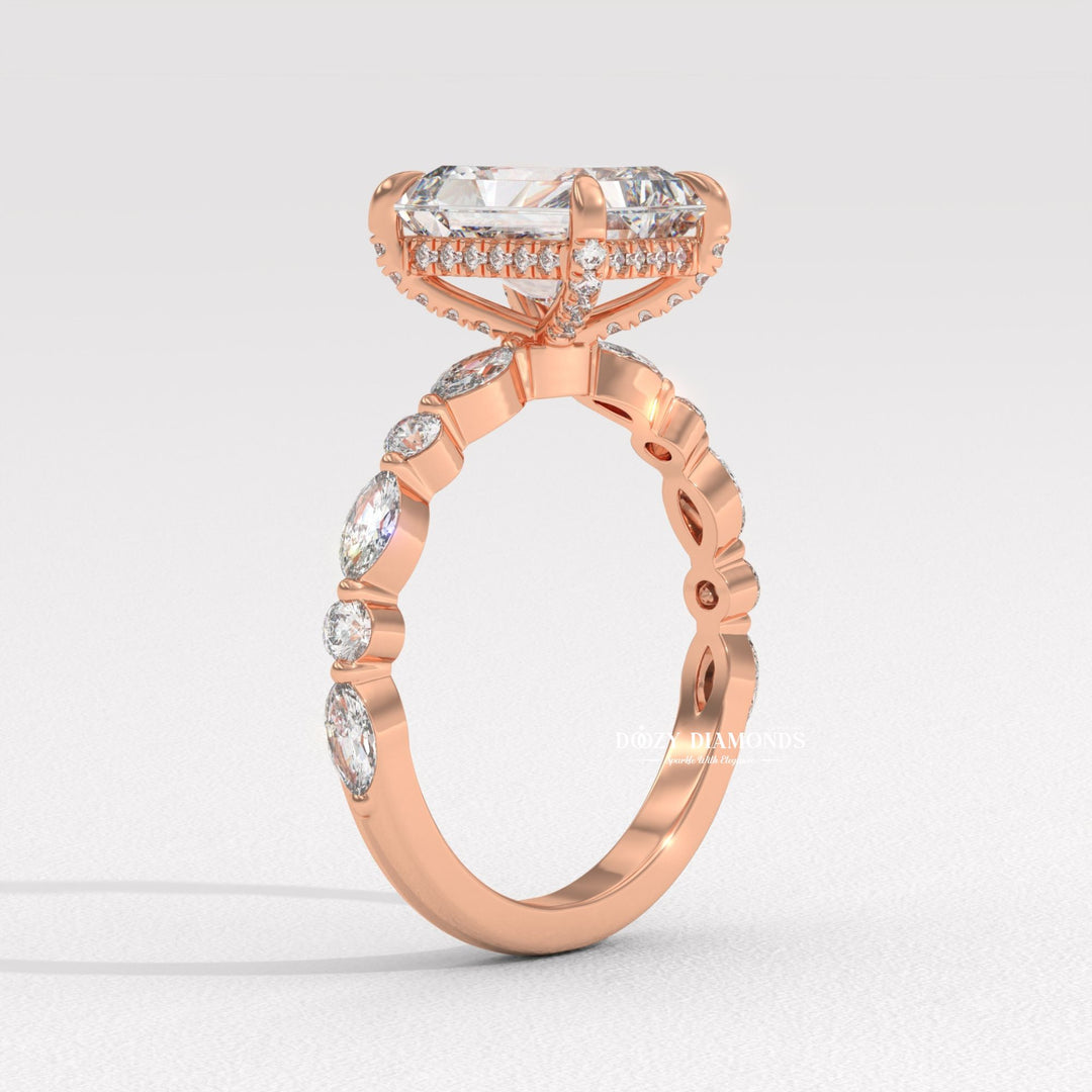 Handmade lab grown diamond ring
Platinum radiant marquise pavé ring
Conflict-free radiant diamond ring