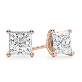 Princess Cut Moissanite Diamond Solitaire Stud Earrings For Women