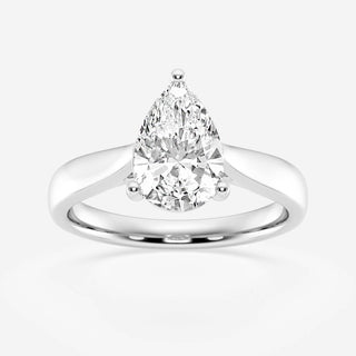 1.0CT Pear Cut Moissanite Trellis Solitaire Diamond Engagement Ring