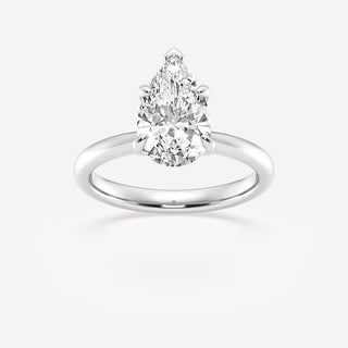 1.0CT Pear Cut Moissanite Diamond  Petite Solitaire Engagement Ring