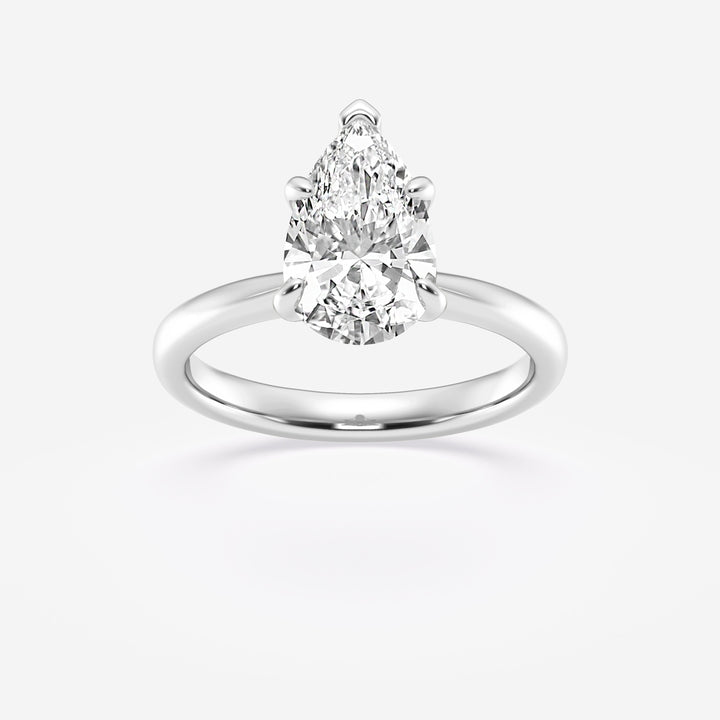 1.0CT Pear Cut Moissanite Diamond  Petite Solitaire Engagement Ring
