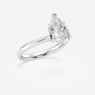 1.0CT Pear Cut Moissanite Diamond  Petite Solitaire Engagement Ring