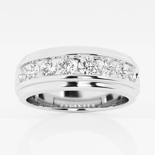 6mm Round Cut Channel Set Lab Grown Men's Wedding Band