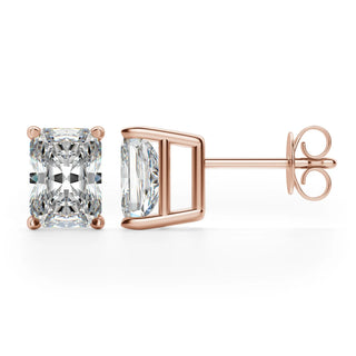 Radiant Cut Moissanite Diamond Solitaire Stud Earrings