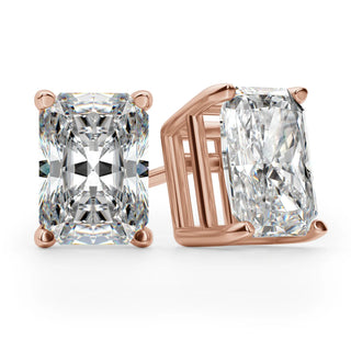 Radiant Cut Moissanite Diamond Solitaire Stud Earrings