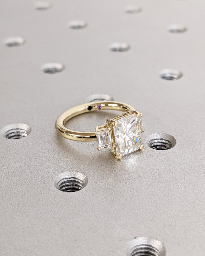 Radiant Cut Three Stone Diamond Ring for Modern Brides