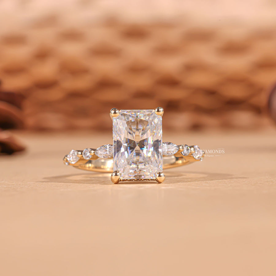 Radiant vintage diamond engagement ring, Radiant antique diamond engagement ring, Radiant modern diamond engagement ring, Radiant traditional diamond engagement ring, Radiant princess cut diamond engagement ring