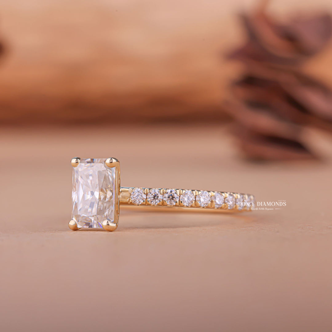 Radiant channel set engagement ring, Radiant swirl engagement ring, Radiant unique engagement ring, Radiant traditional engagement ring, Radiant contemporary engagement ring, Radiant minimalist 