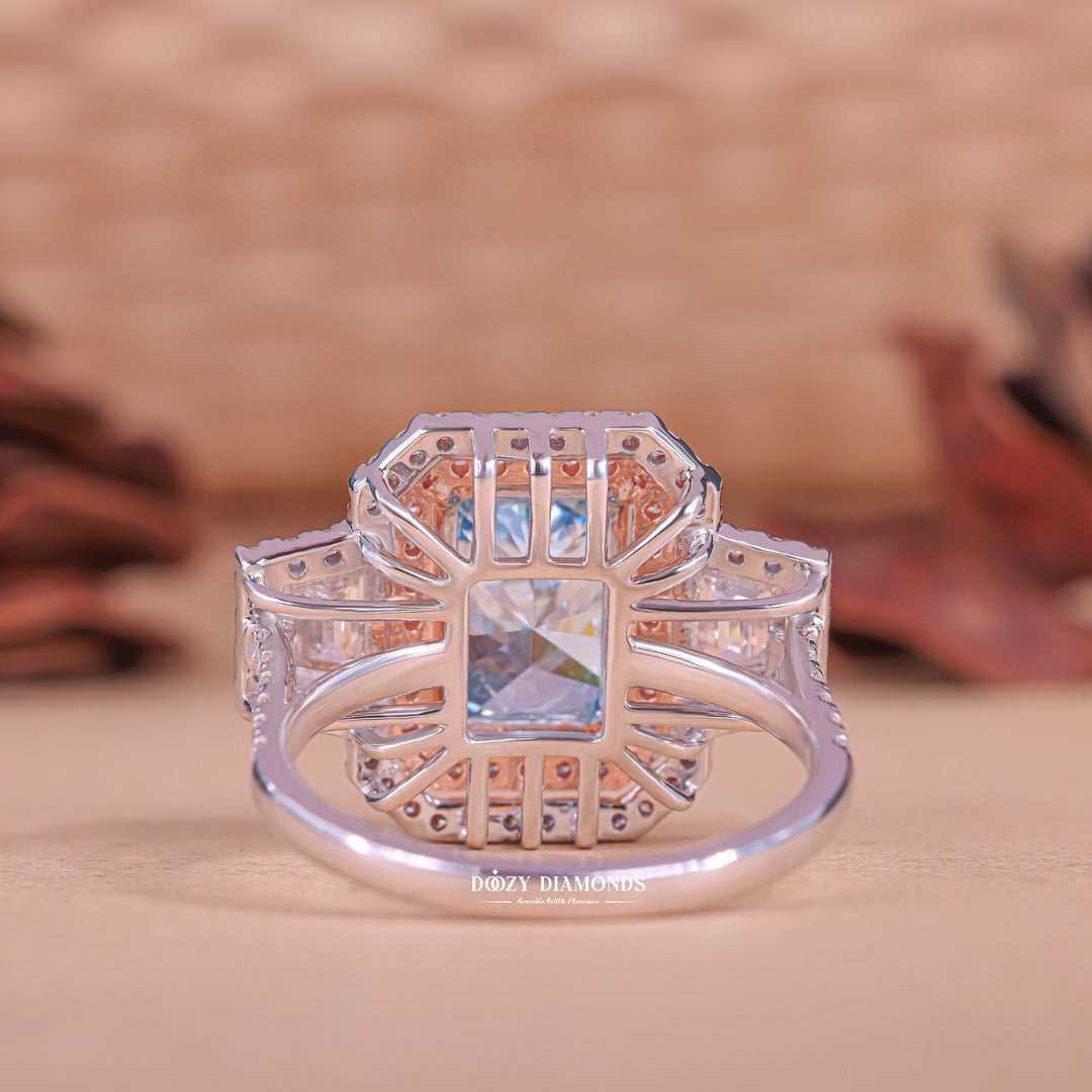 Radiant exclusive engagement ring, Radiant engraved engagement ring, Radiant halo diamond engagement ring, Radiant solitaire diamond engagement ring, 
