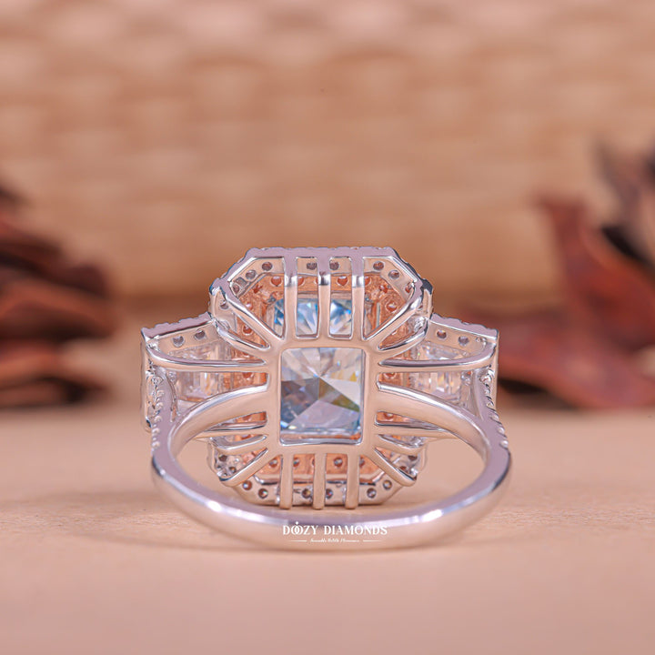 Radiant exclusive engagement ring, Radiant engraved engagement ring, Radiant halo diamond engagement ring, Radiant solitaire diamond engagement ring, 